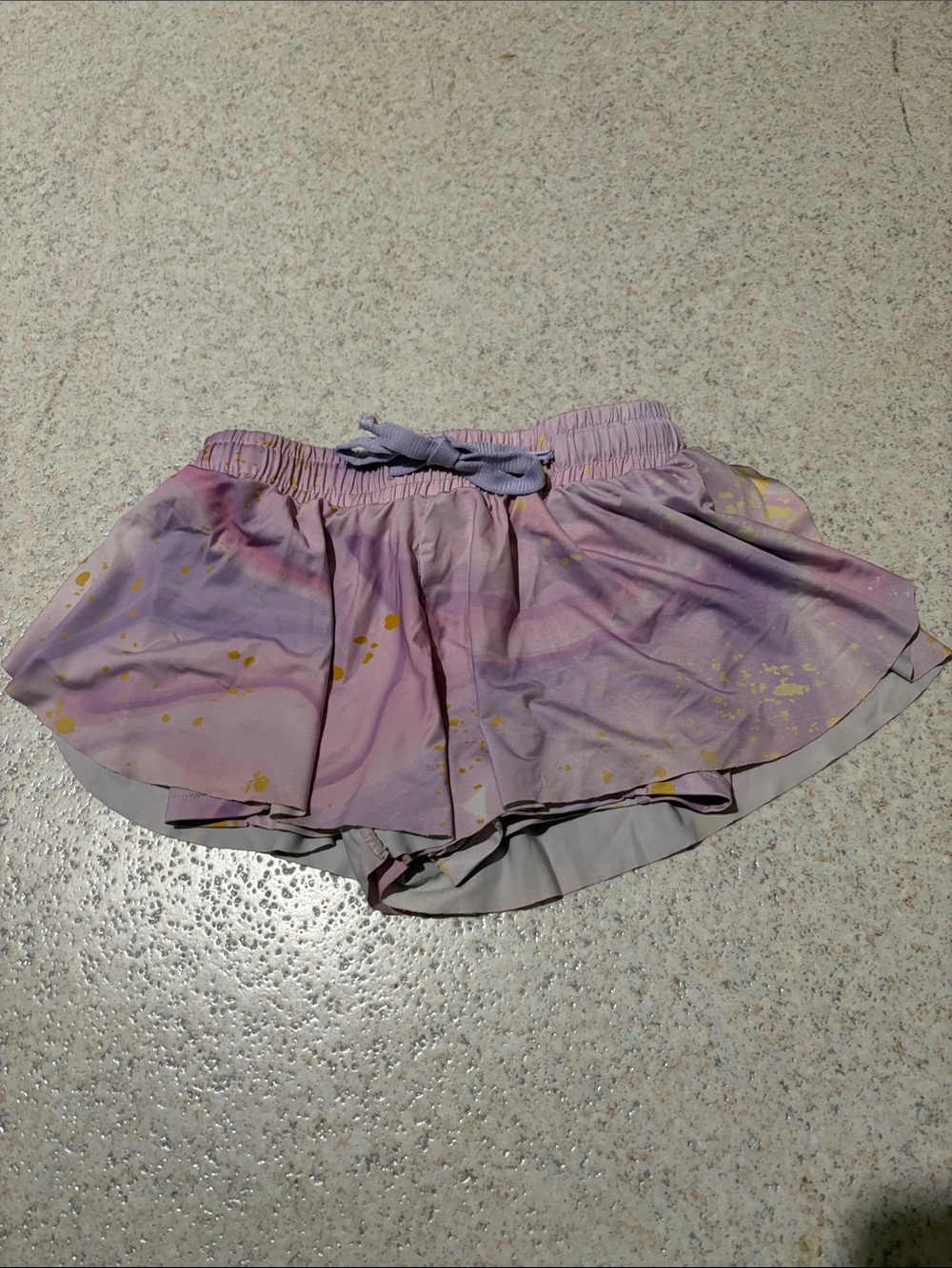 Girls Lavender Tie-Dye Skort with Gold Splatter